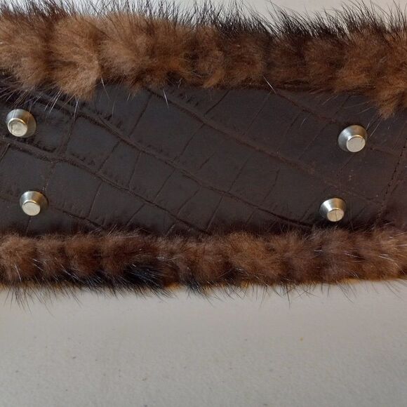 Vintage Paolo Masi Fur and Leather Wristlet Cottagecore Granny Chic Grandmacore - Picture 3 of 10